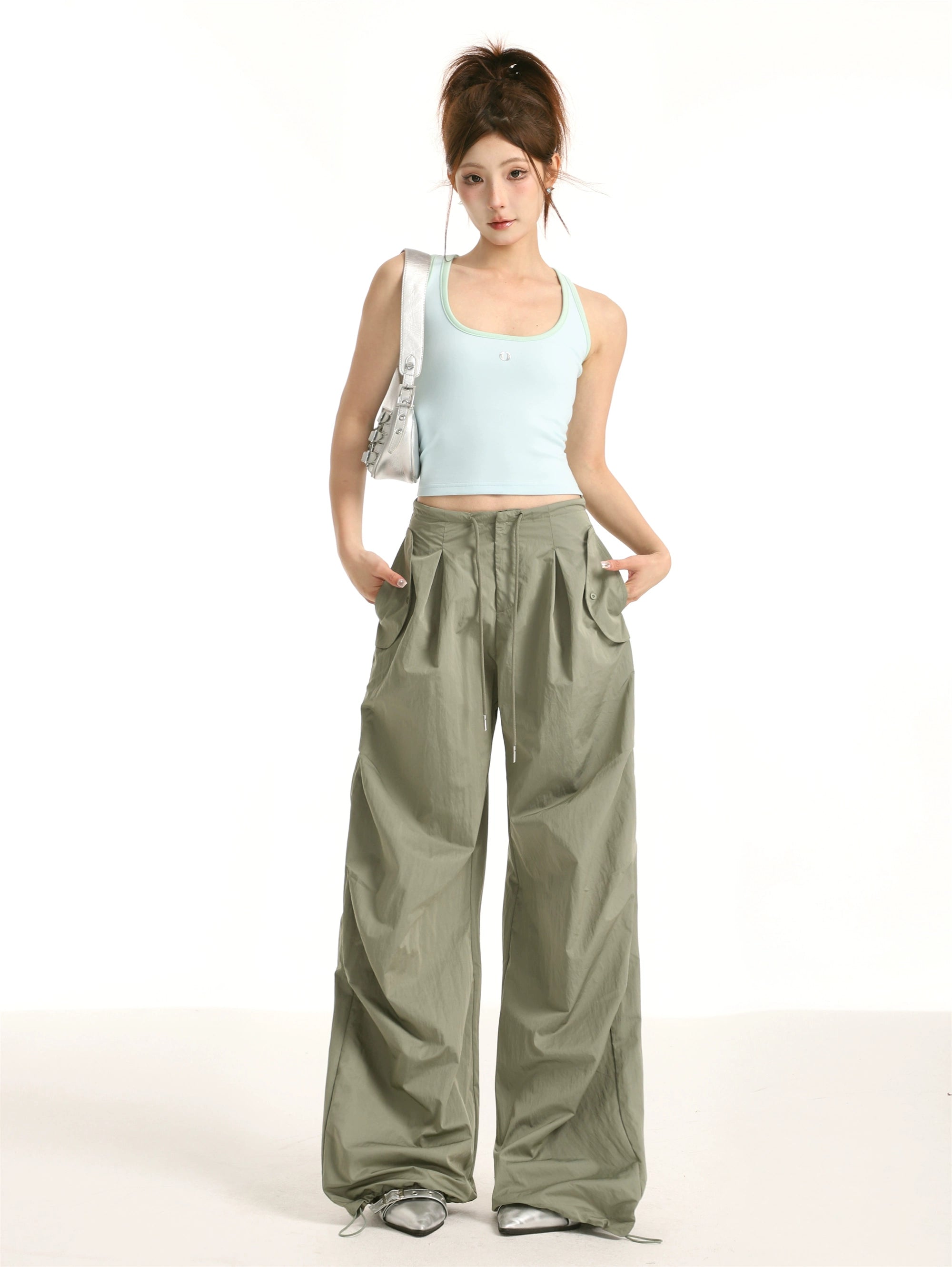 Solid color camisole vest crop top