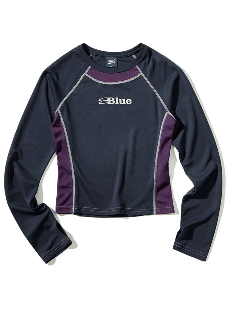 Quick-Drying Long Sleeve Colorblock Athletic Top