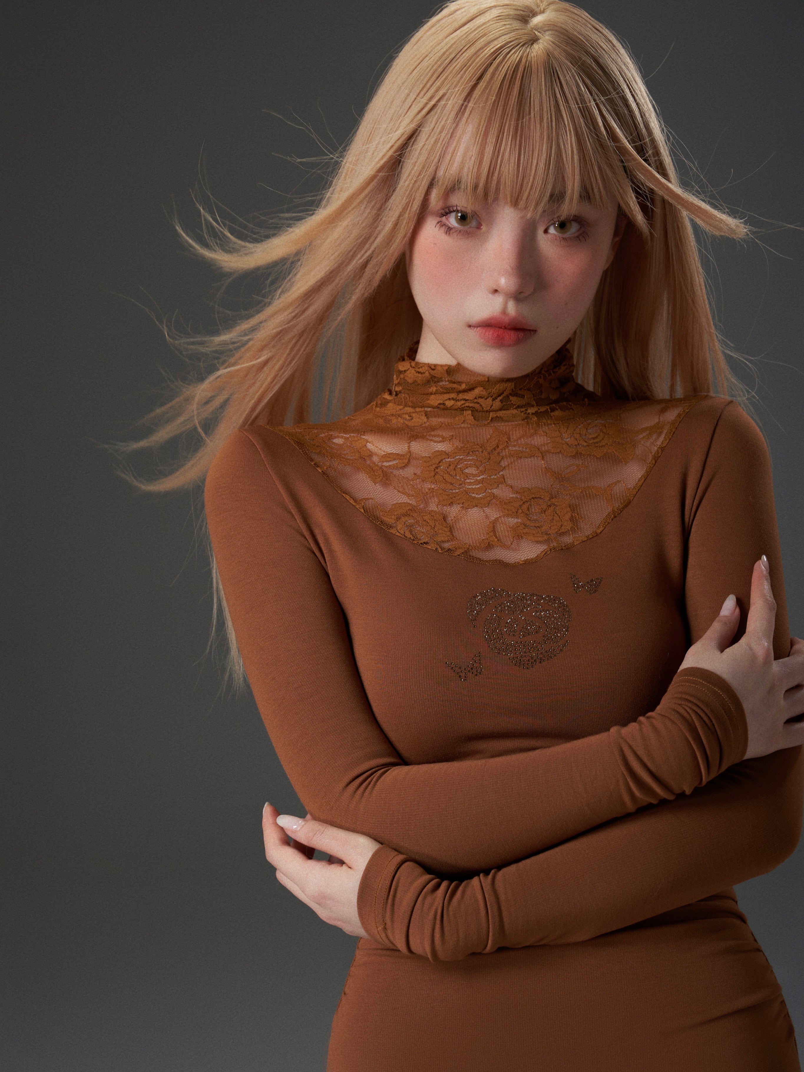 Caramel Turtleneck Gown