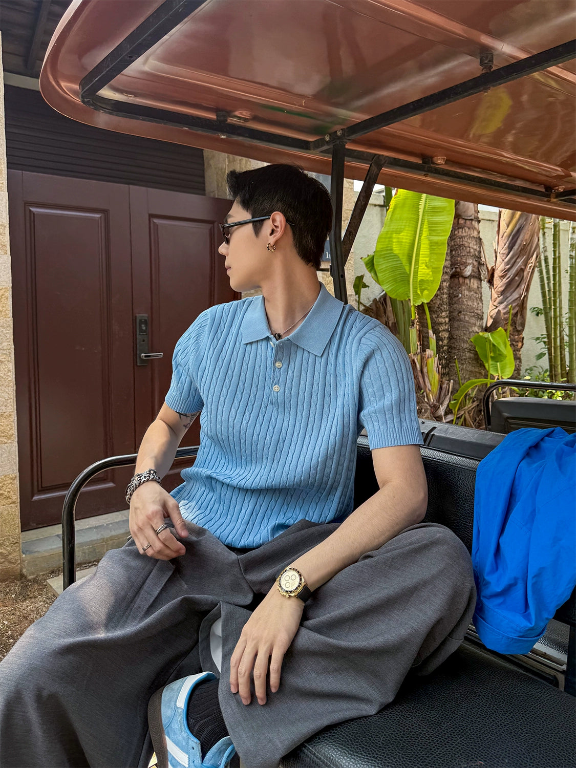 Sunlit Cable Knit Polo