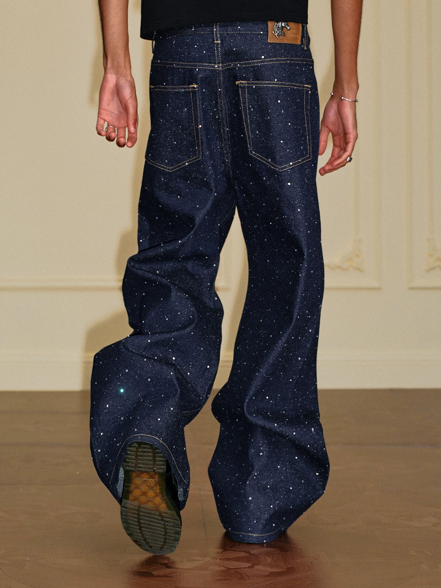 Crystal Speckled Wide Leg Jeans