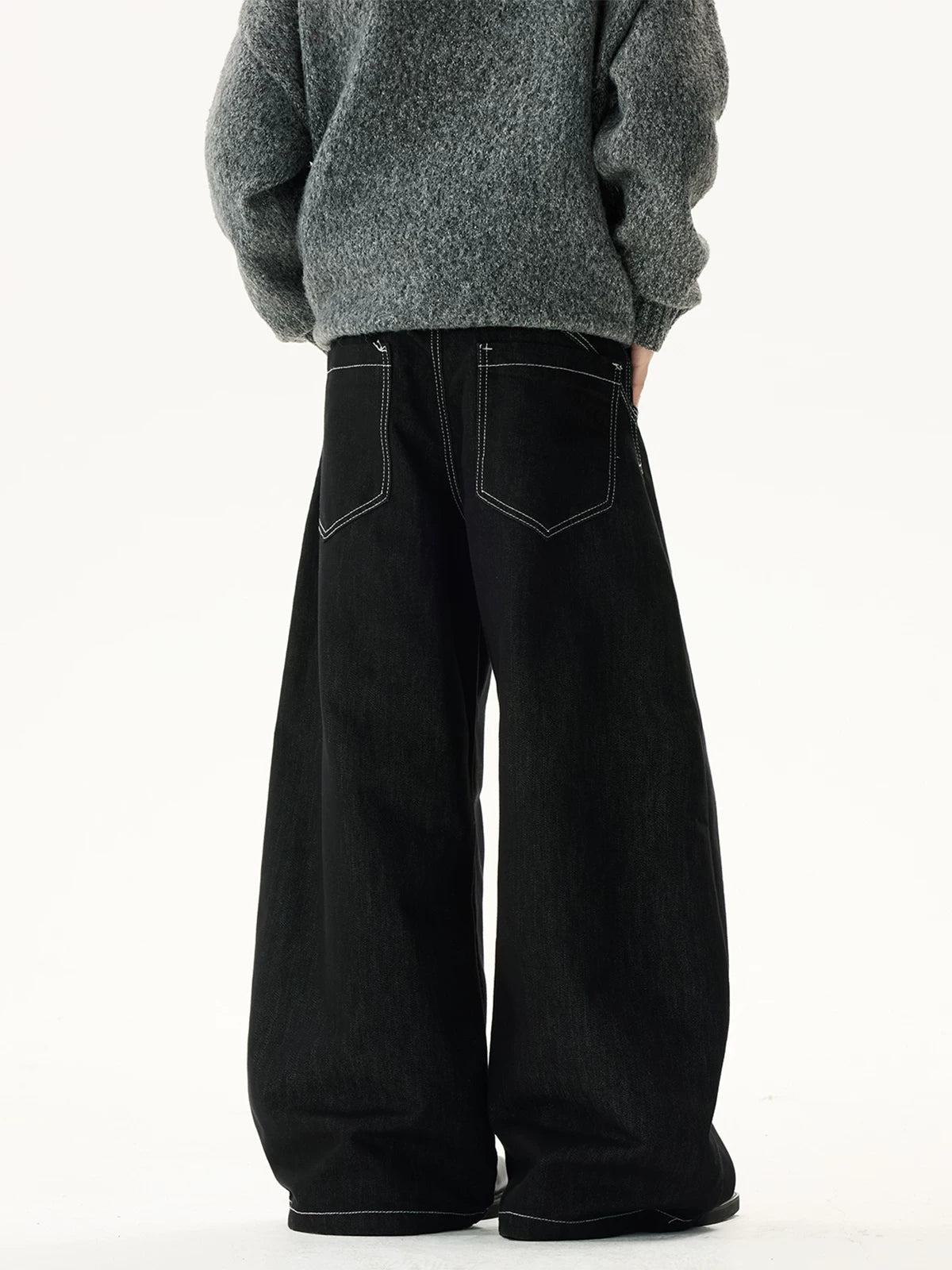 Latch-Ring Corset Wide-Leg Jeans