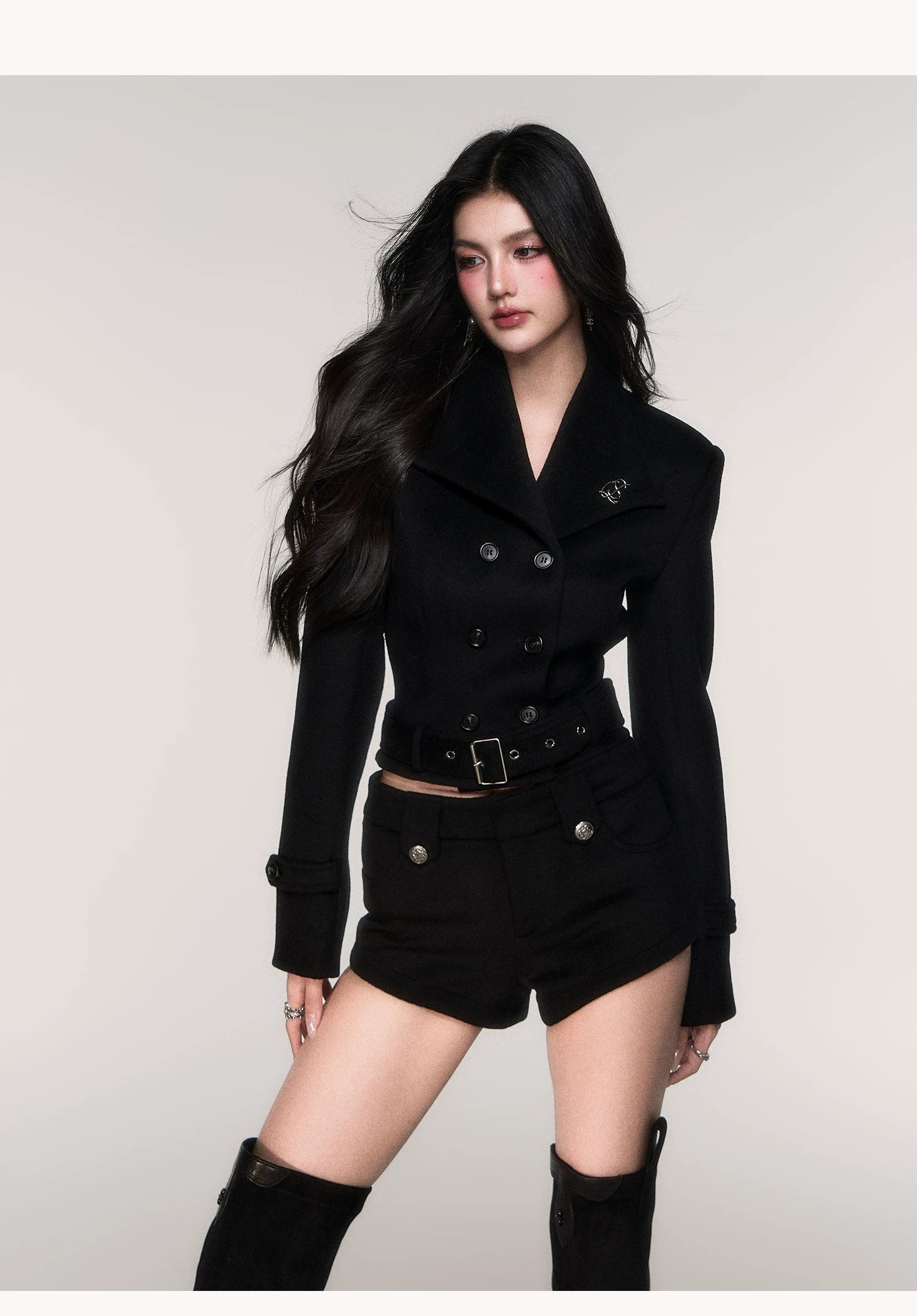 Noir Empress Belted Peacoat