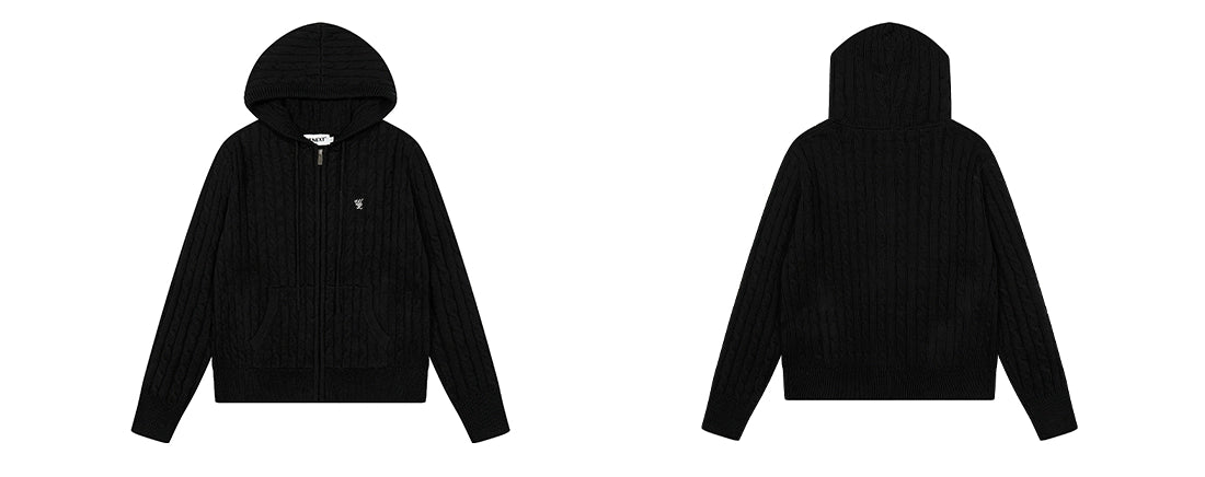 Noir Knit Zip Hoodie