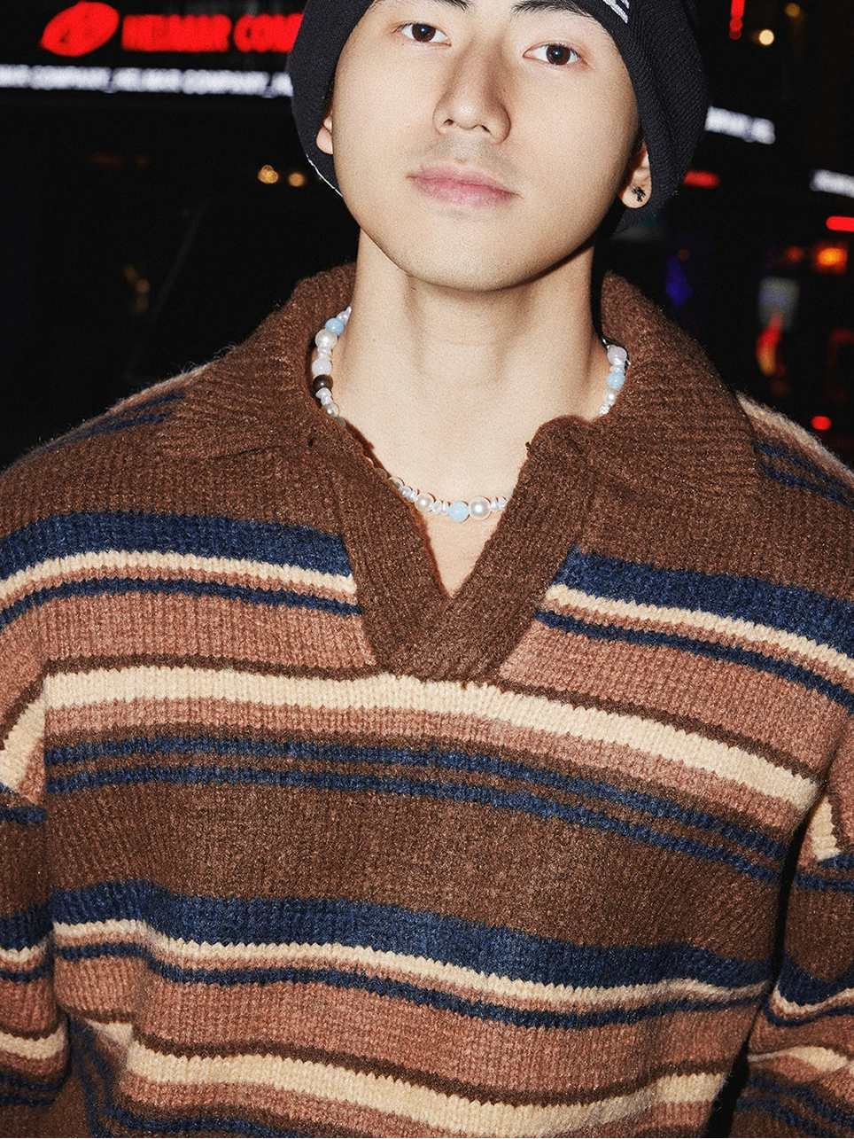 Autumn Mocha Horizon Stripe Sweater