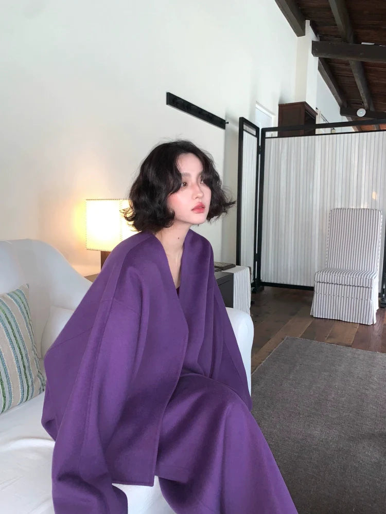 Oversized Wool Coat and Skirt Setup