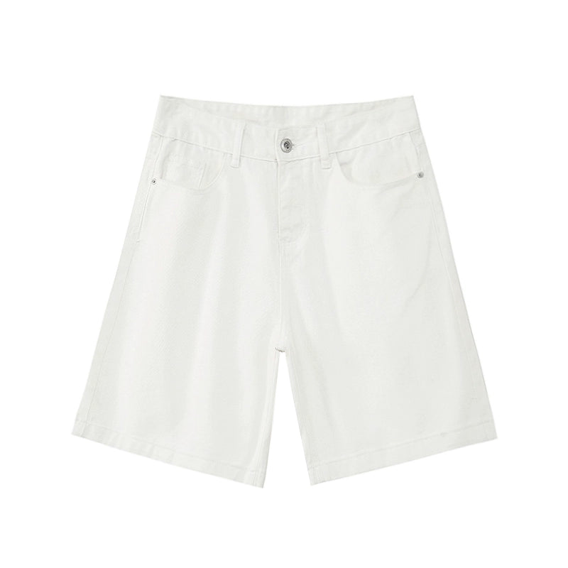 Faded Denim Shorts with Distressed Wash