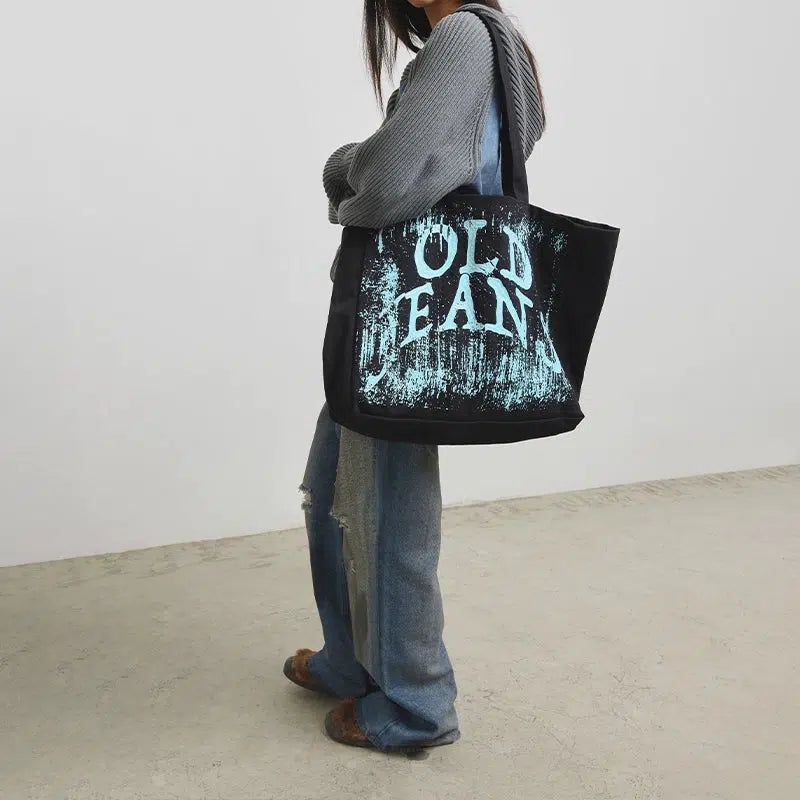 Rustic Old Jeans Text Tote Bag - chiclara