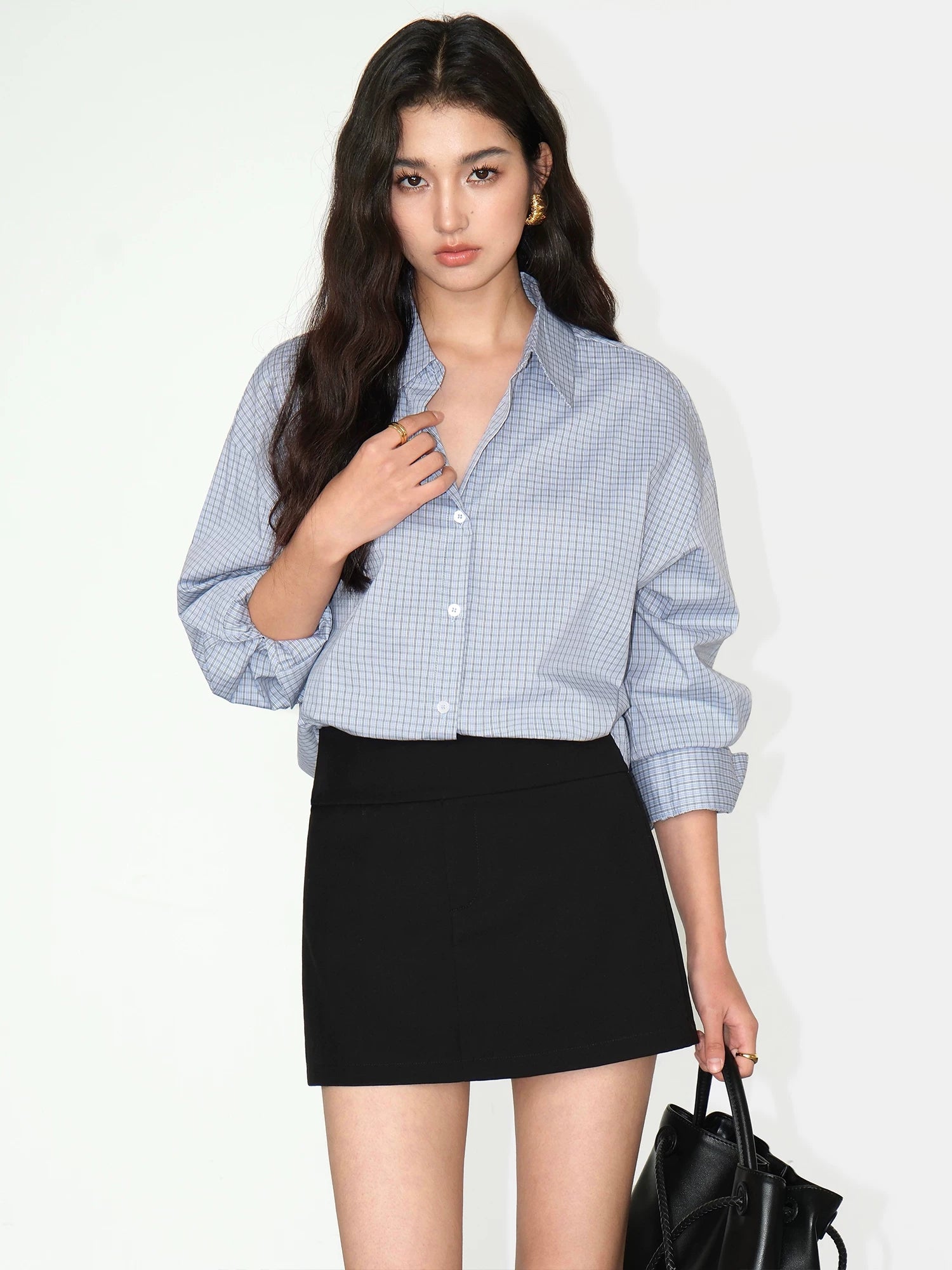 Relaxed Cotton Button Front Shirt