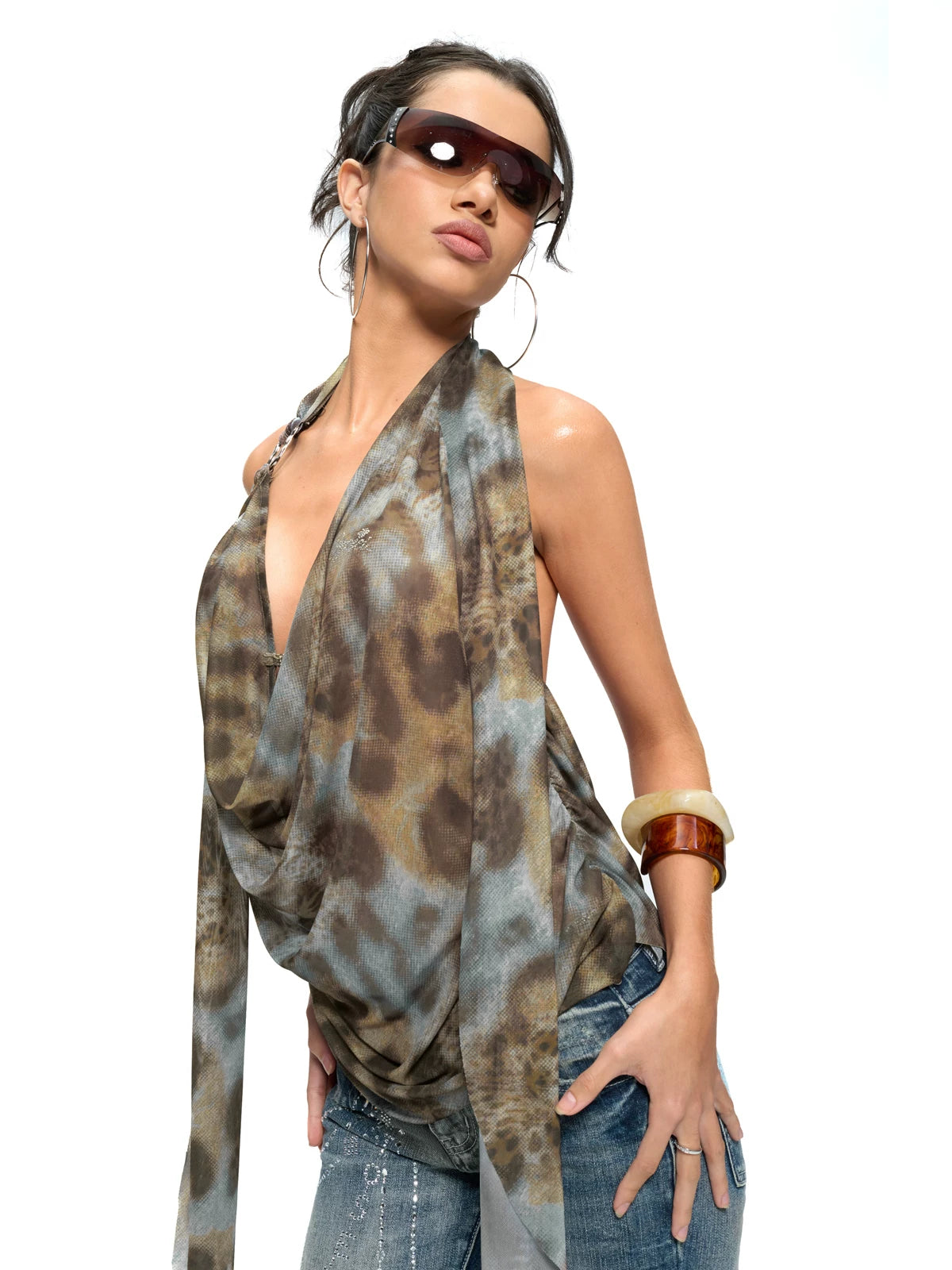 Dune Mirage Cowl Drape Halter Top