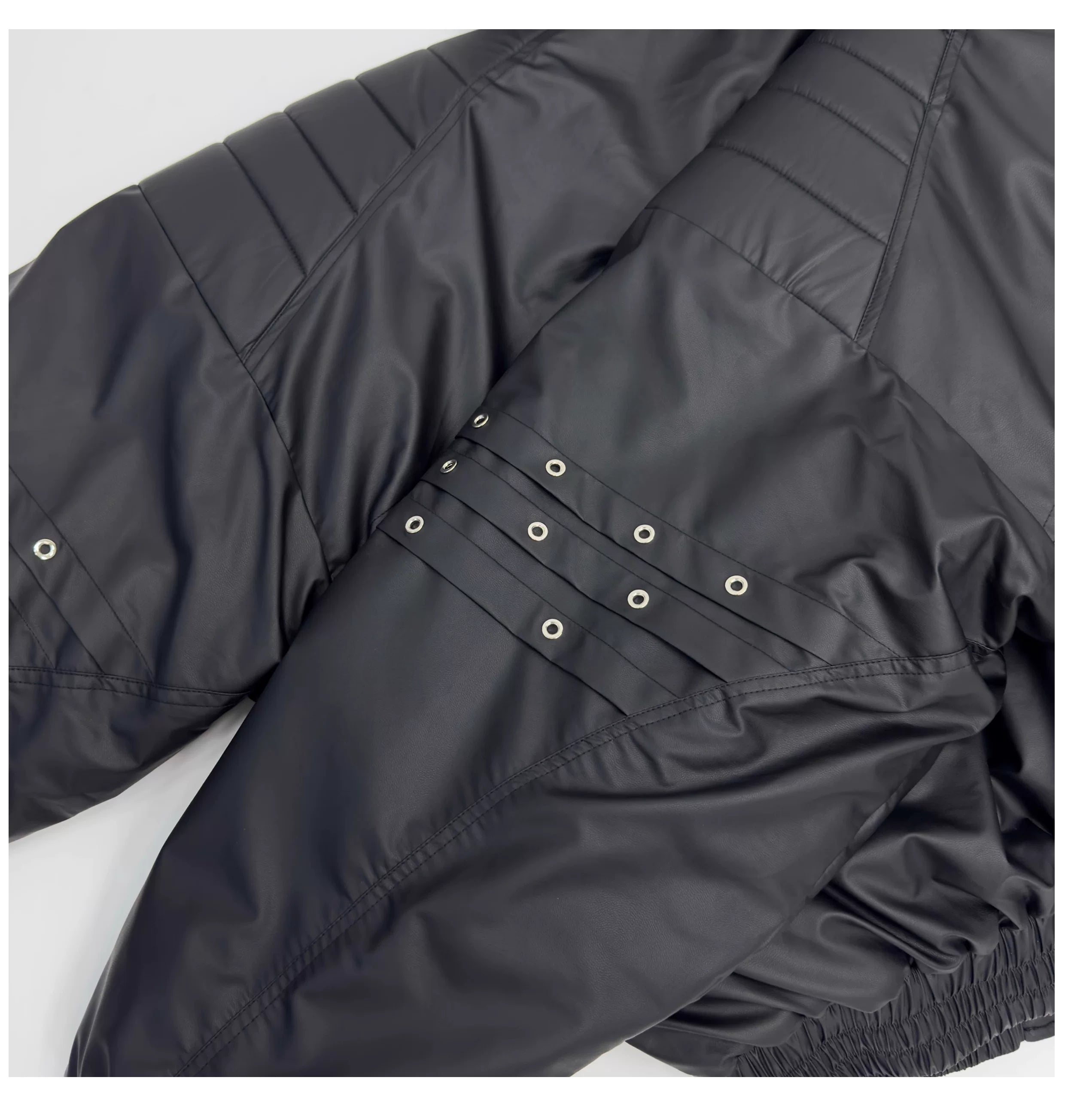 Midnight Rivet Hooded Puffer Bomber