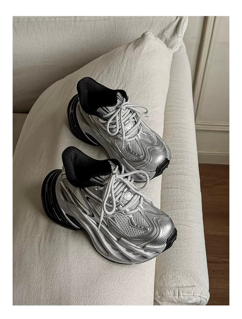 Futuristic Metallic Platform Runner Sneakers