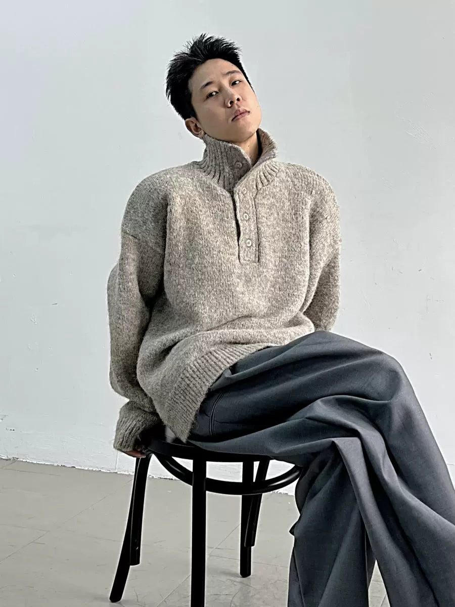 Shadowknit Button Highneck Sweater