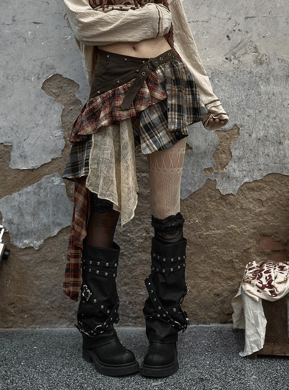 Gothic Plaid Layer Skirt