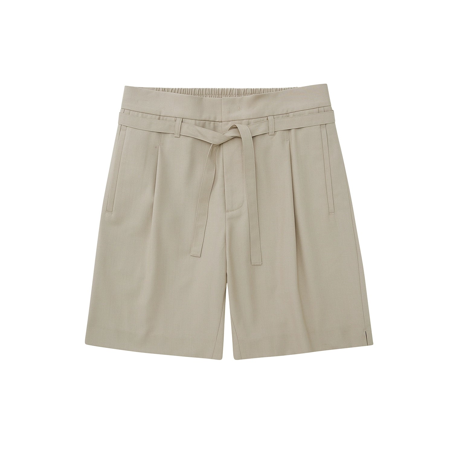 Drawstring Single-Pleat Shorts