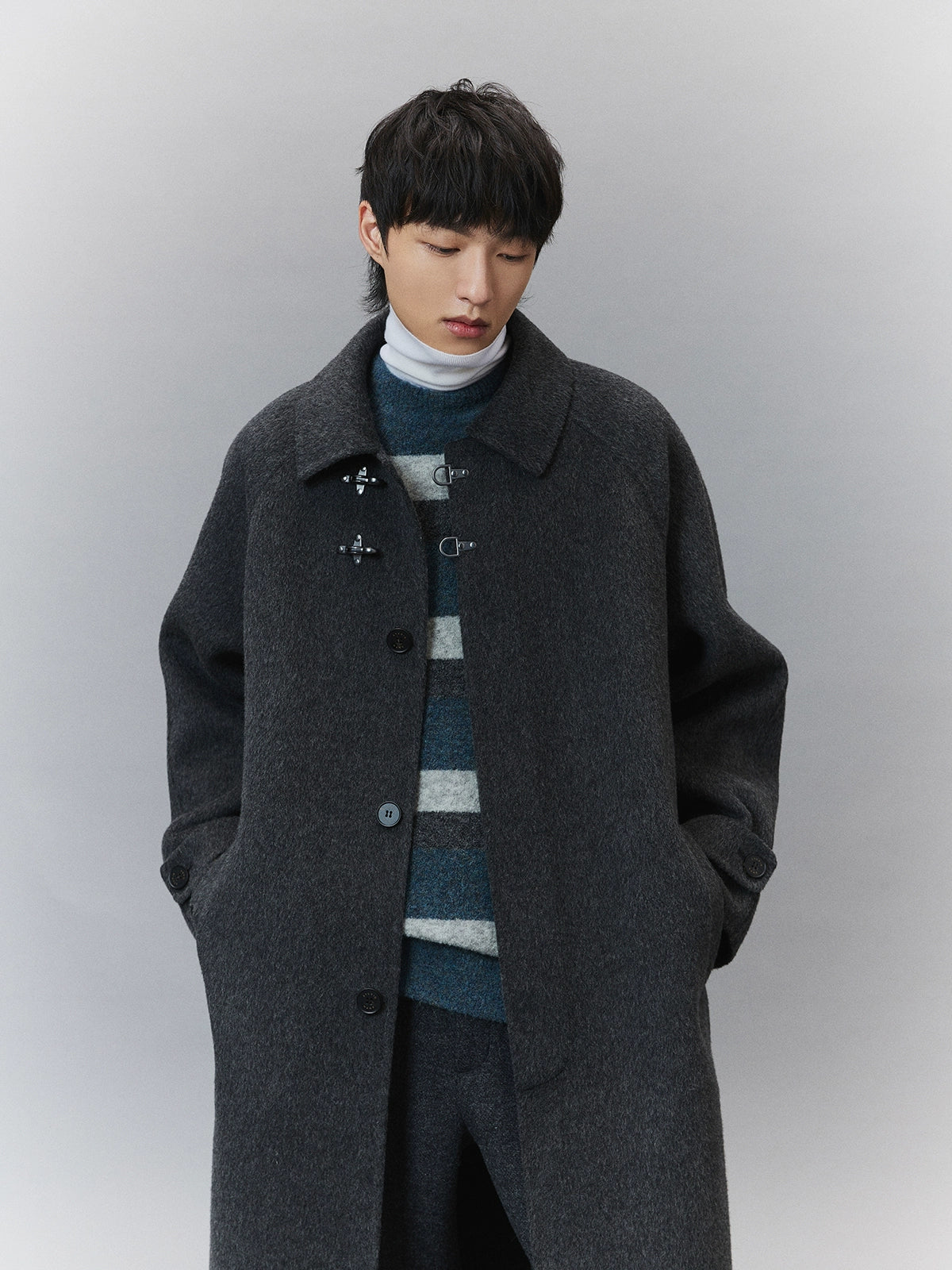 Wool Double-Faced Classic Balmacaan Coat