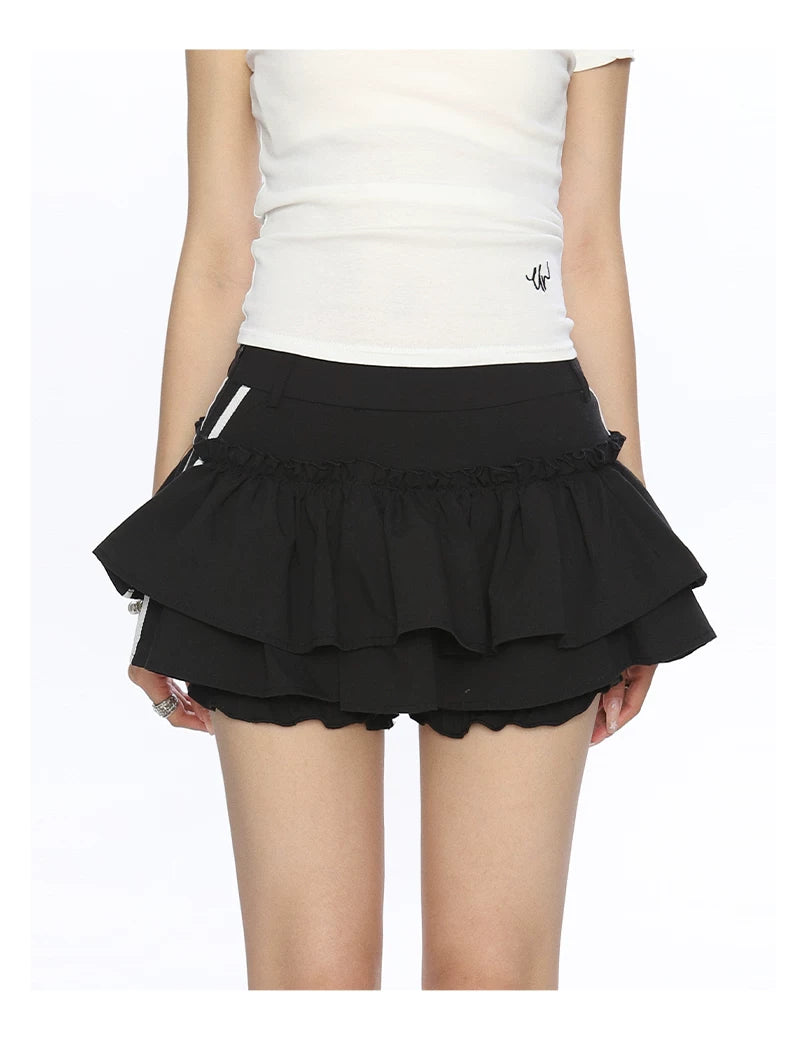 Varsity Ruffle Pleated Mini Skirt