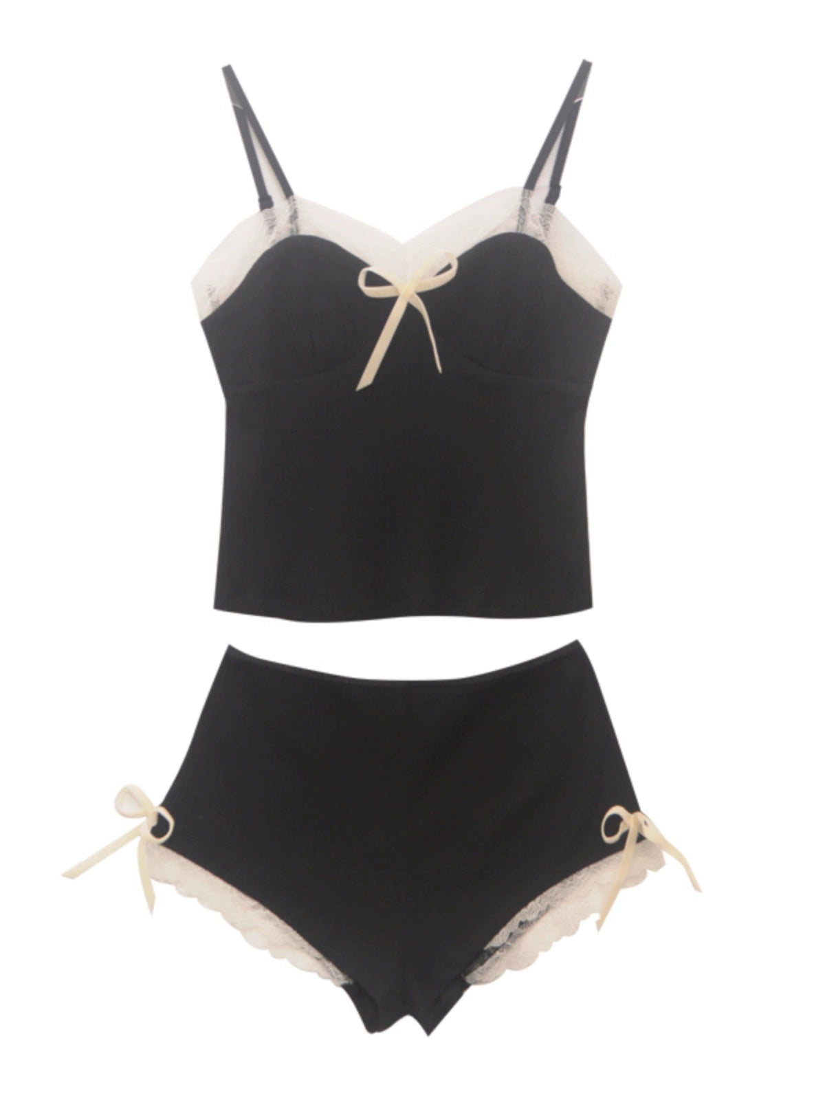 Black One-Piece Swimsuit with Bow Detail