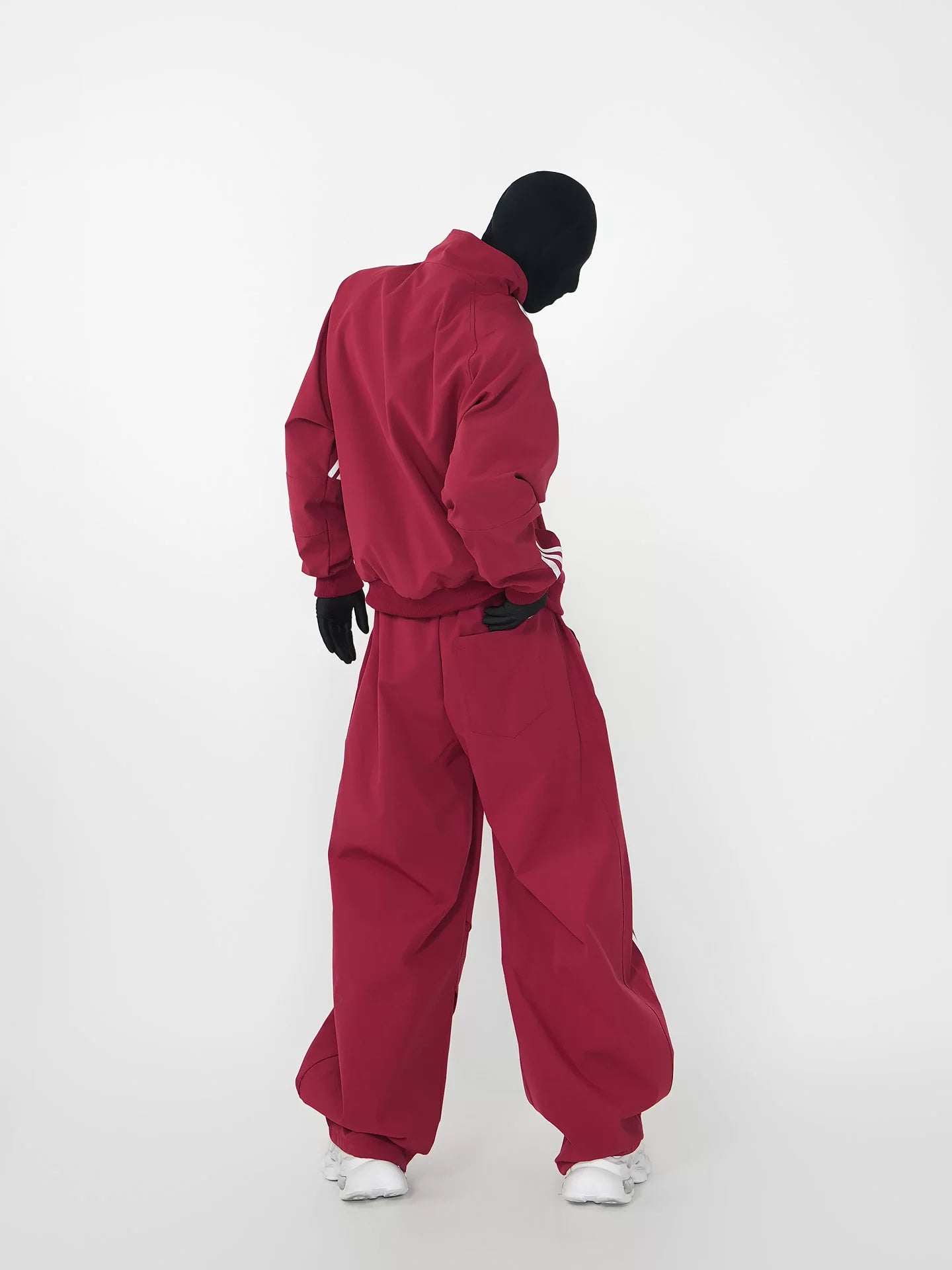 Crimson Velocity Triple‑Stripe Track Jacket and Pants Setup