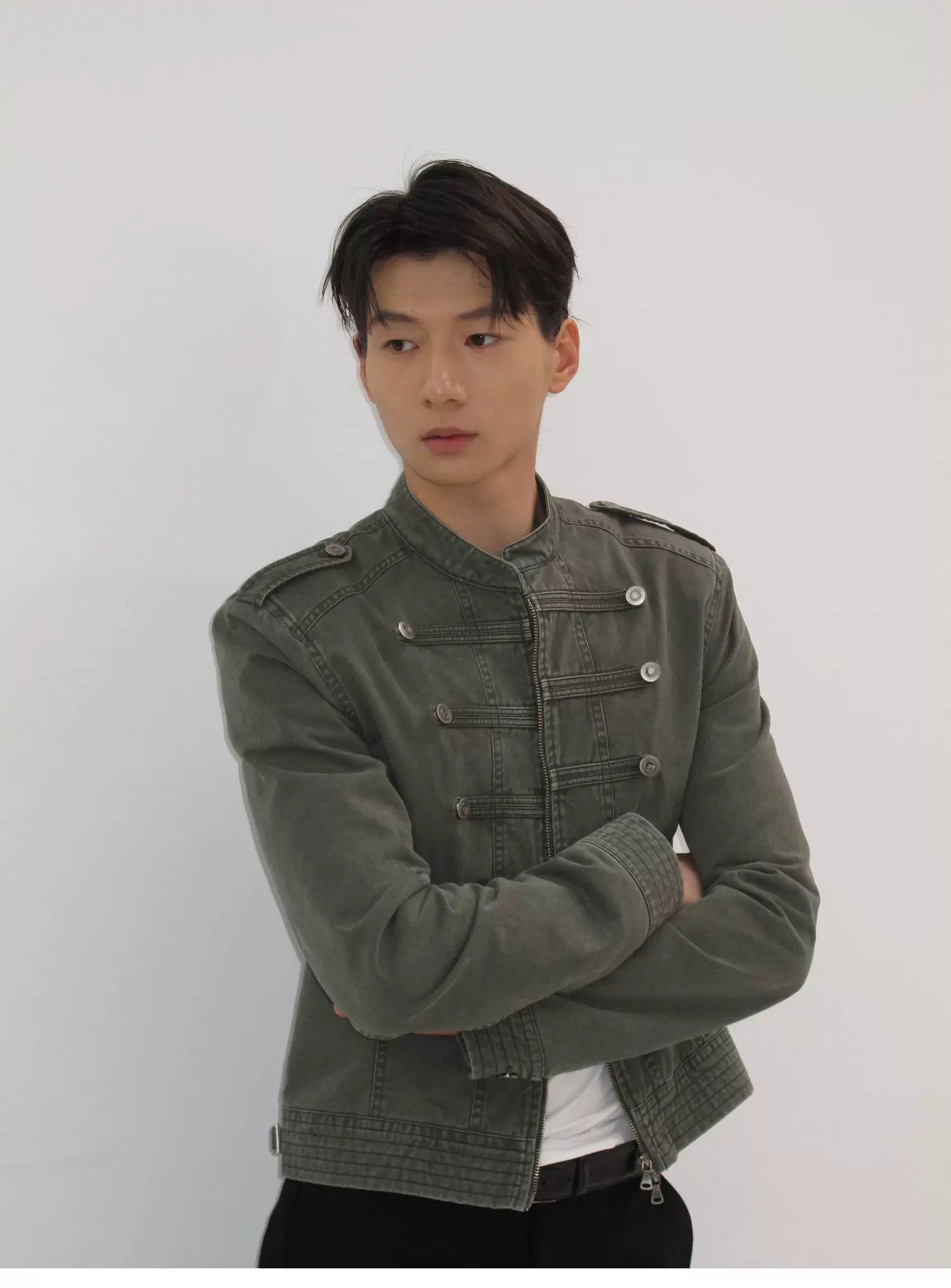 Olive Regiment Cropped Field Jacket