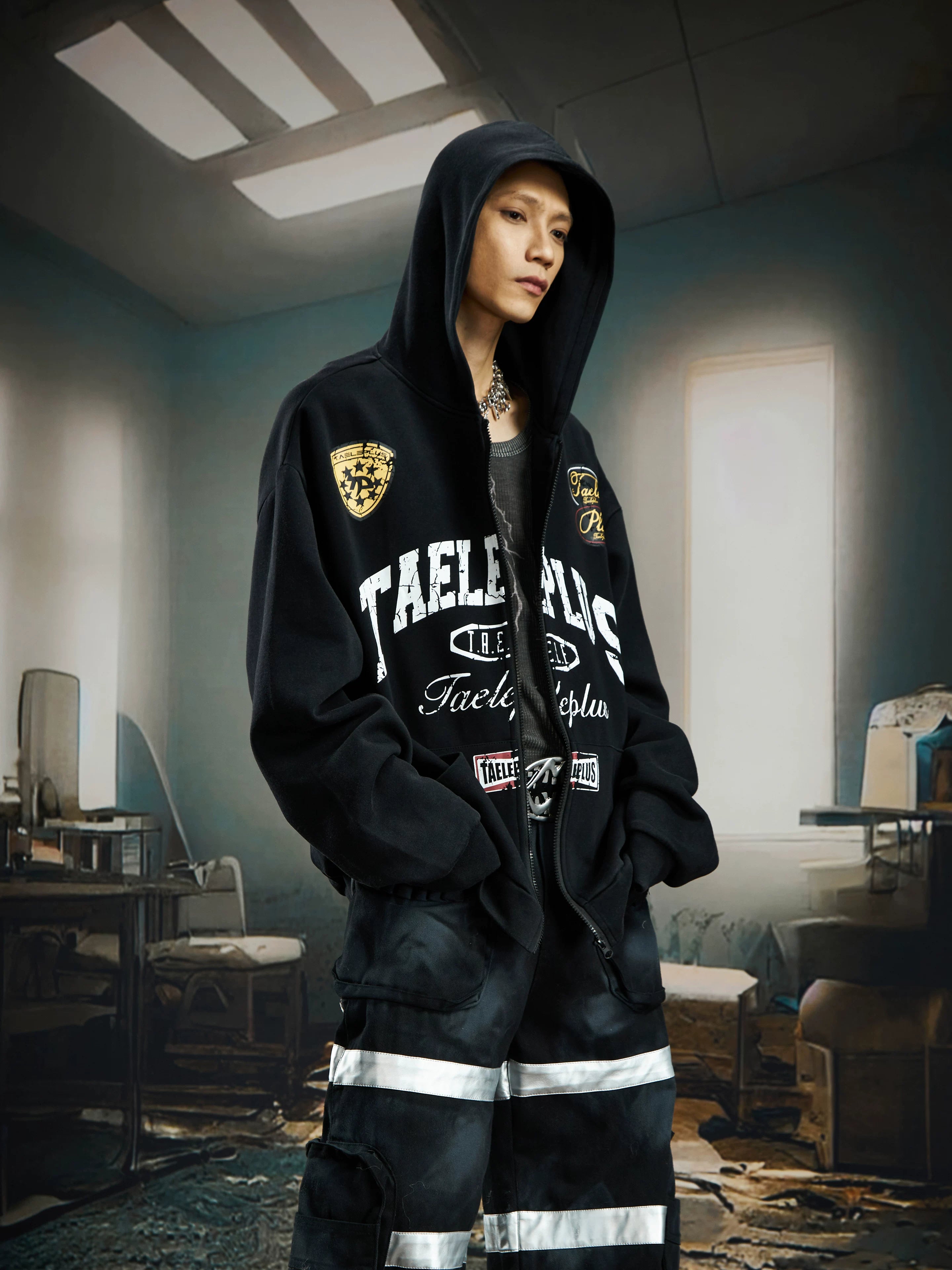 Taeleplus Varsity Patch Zip Hoodie