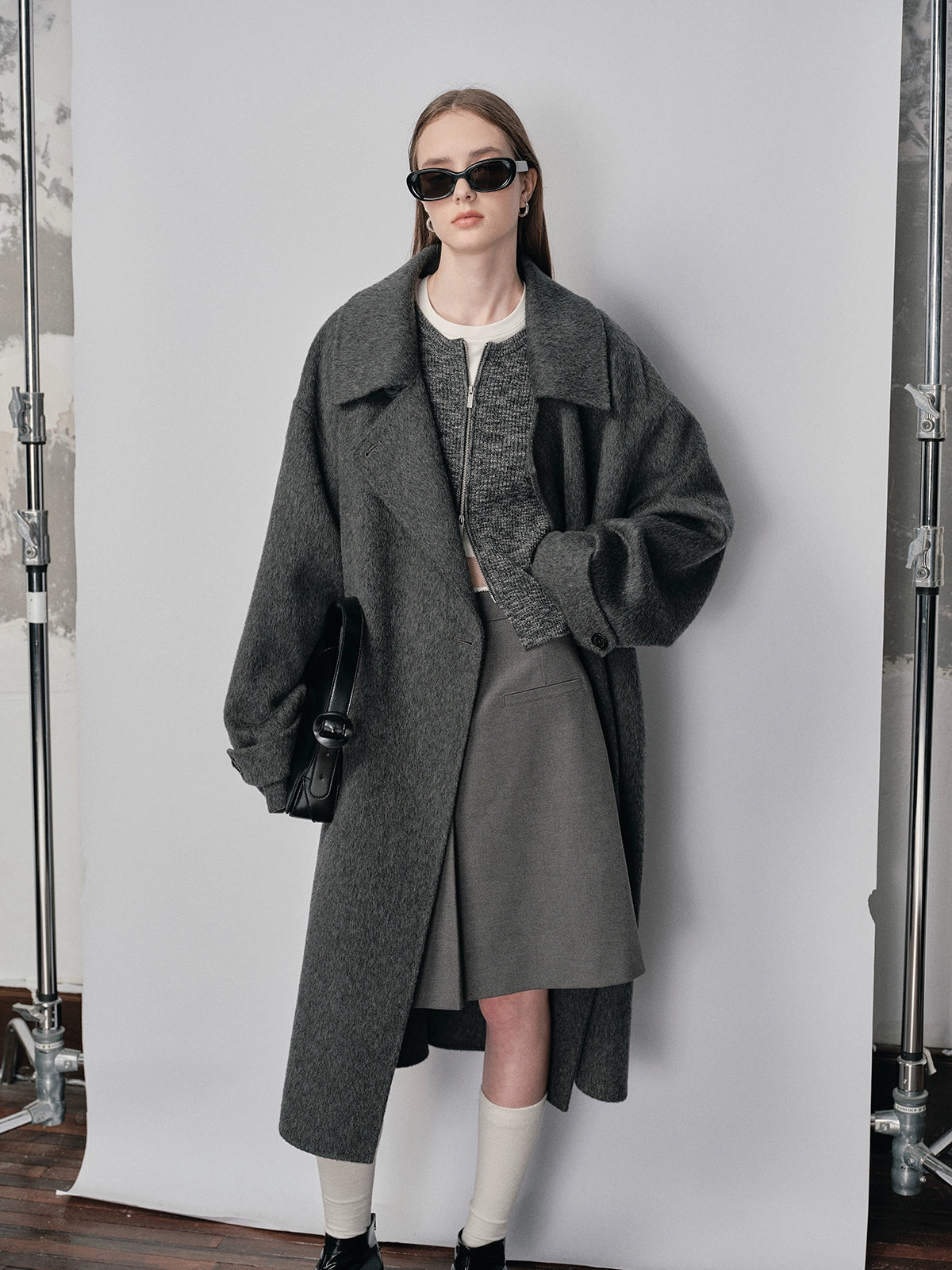 Double-Breasted Small Lapel Double-Faced Wool Coat