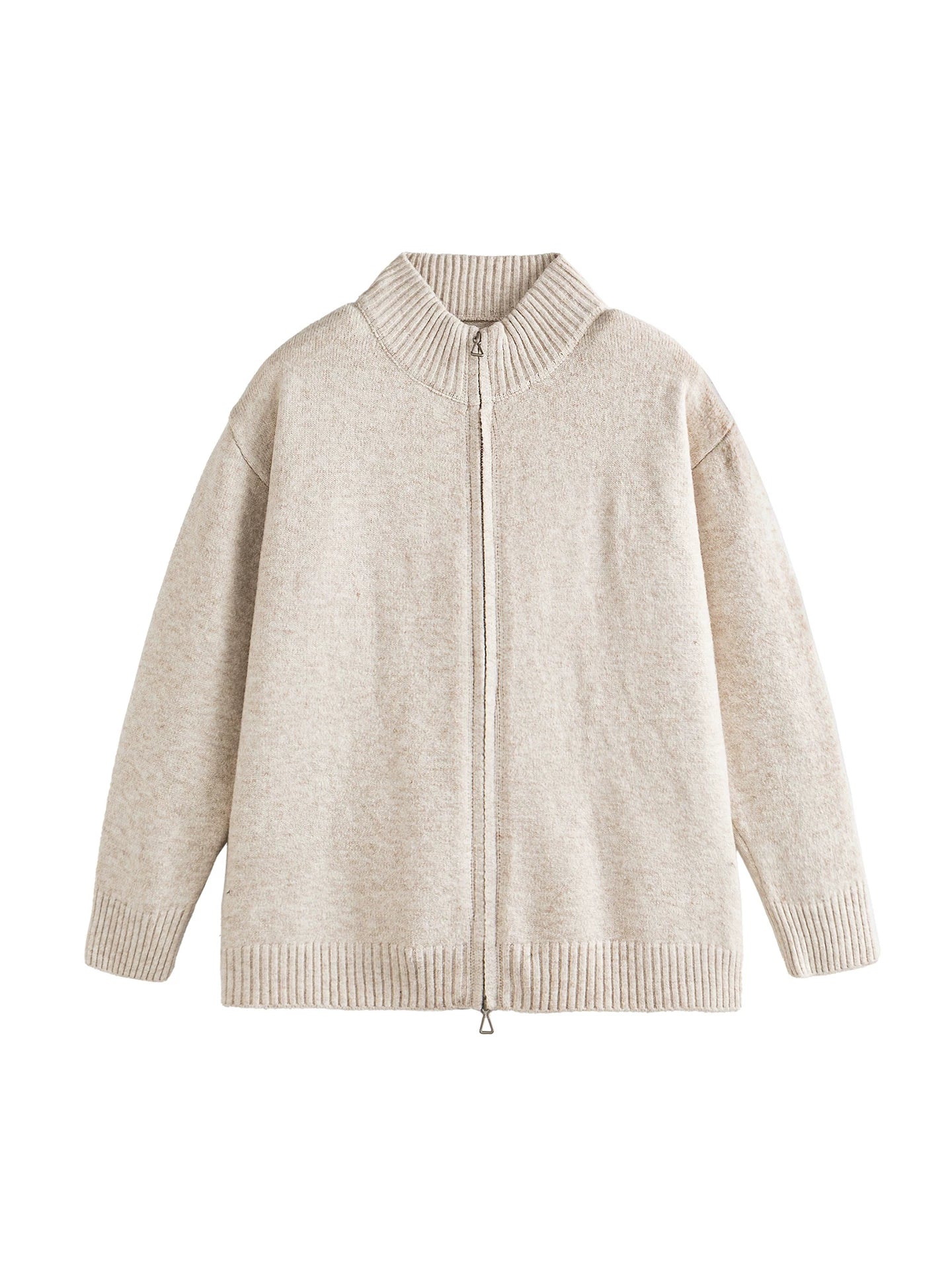Mélange Zip Knit Cardigan
