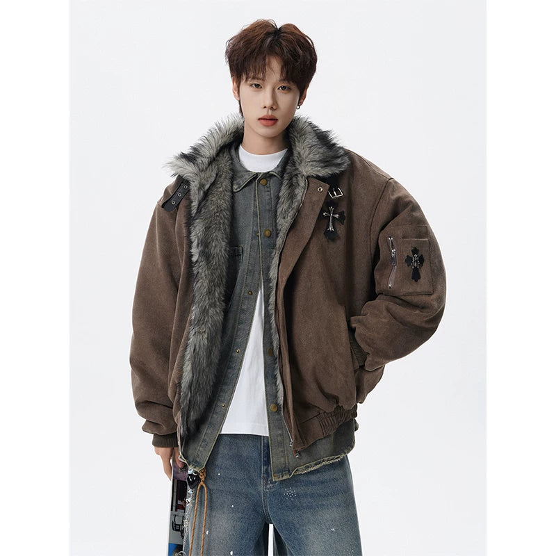 Frostbound Strap-Collar Aviator Jacket