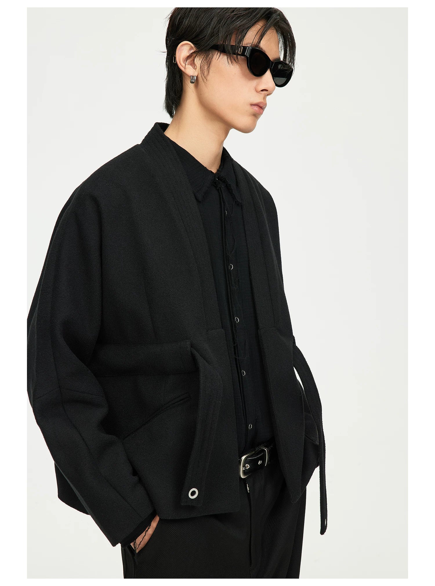 Open-Front Tie Hem Jacket