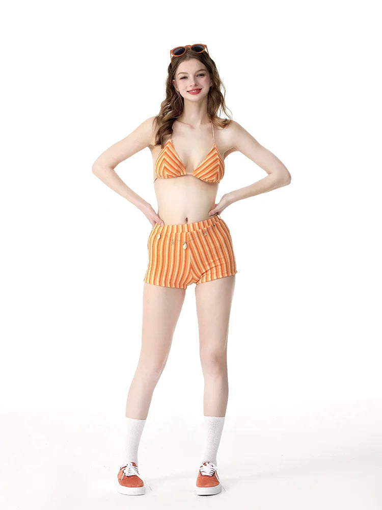 Citrus Stripe Wrap Bikini Set