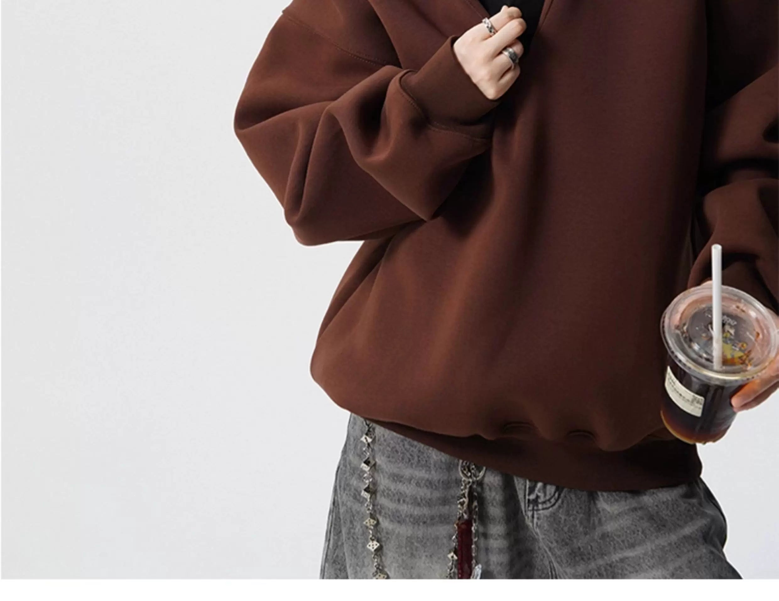 Mocha Drop Oversized Tunnel Hoodie