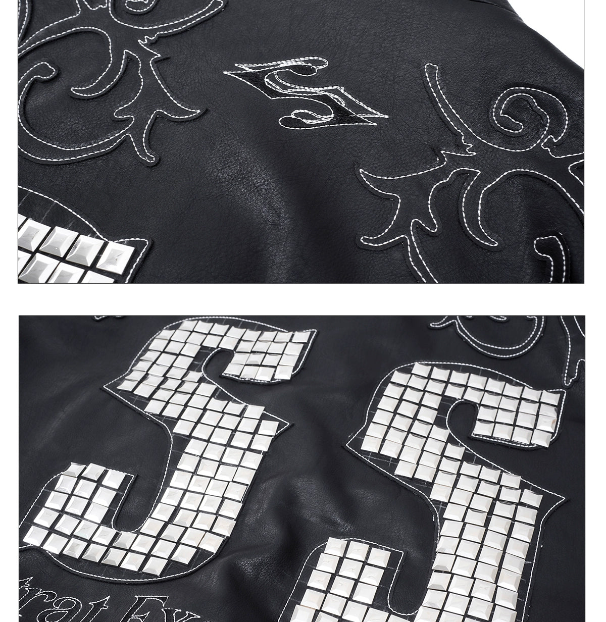 Studded 55 Black Leather Bomber Jacket