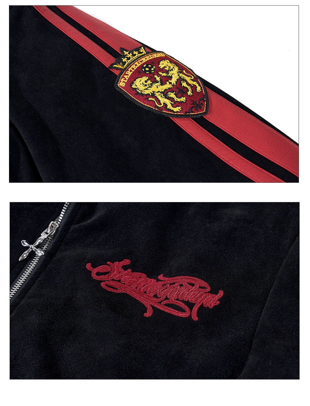 Crimson Crest Varsity Suede Jacket