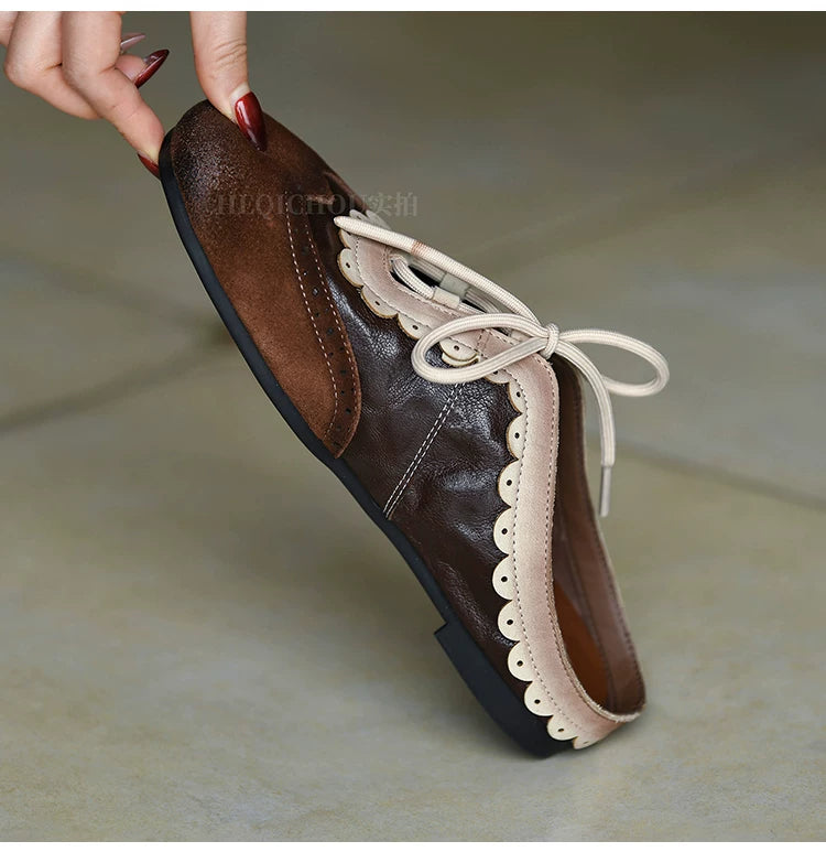 Rosalie Scallop Lace-Up Flats