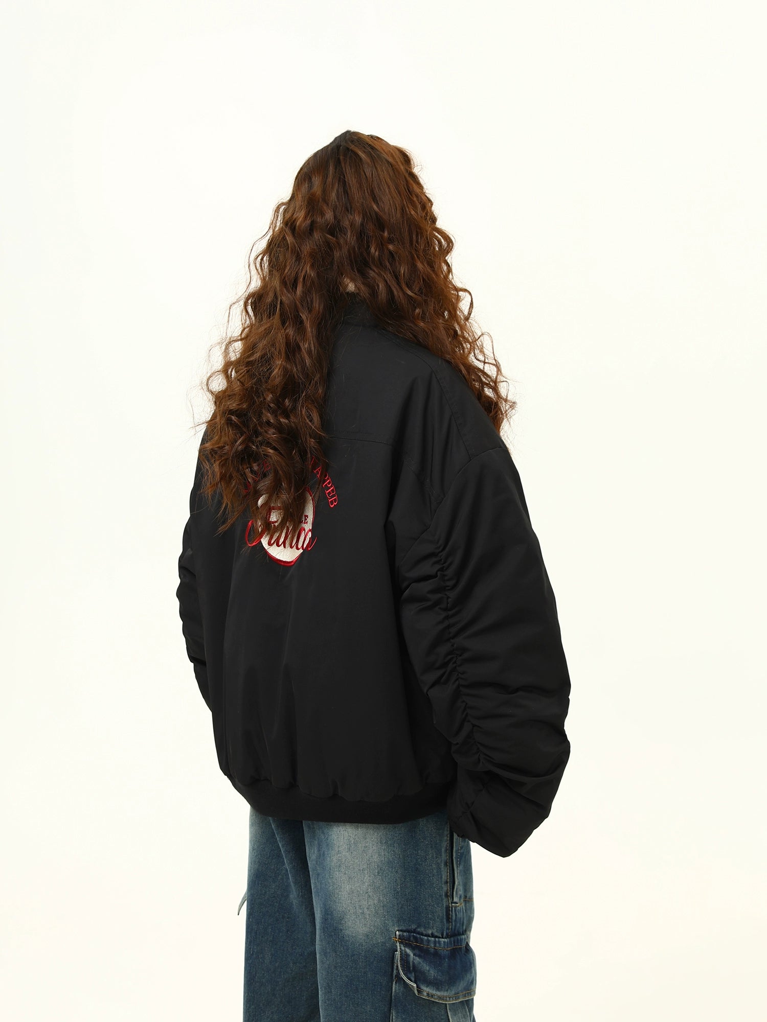 Varsity Patch Oversized High Neck Bomber Jacket