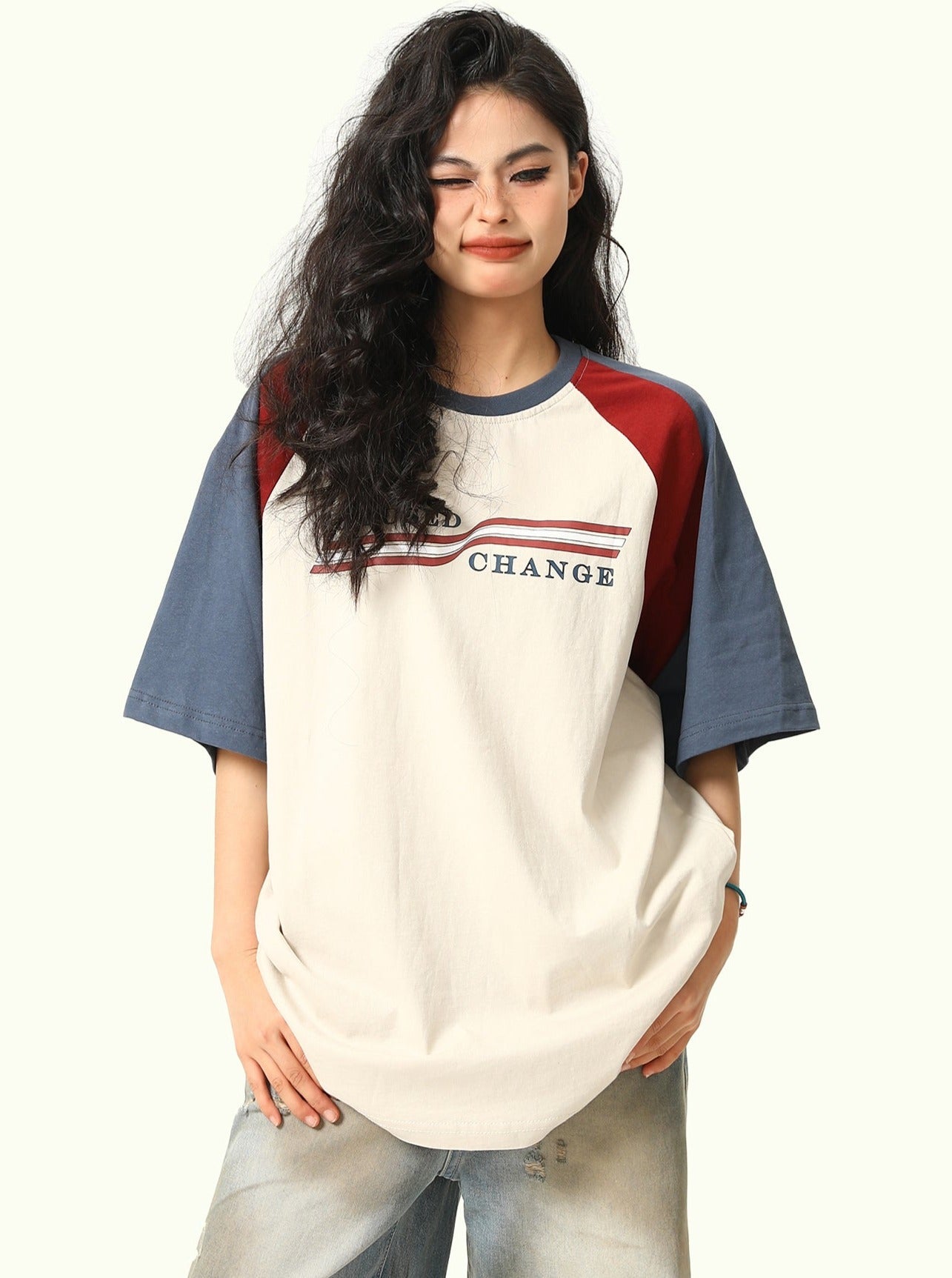 Vintage Color Block Baseball Tee