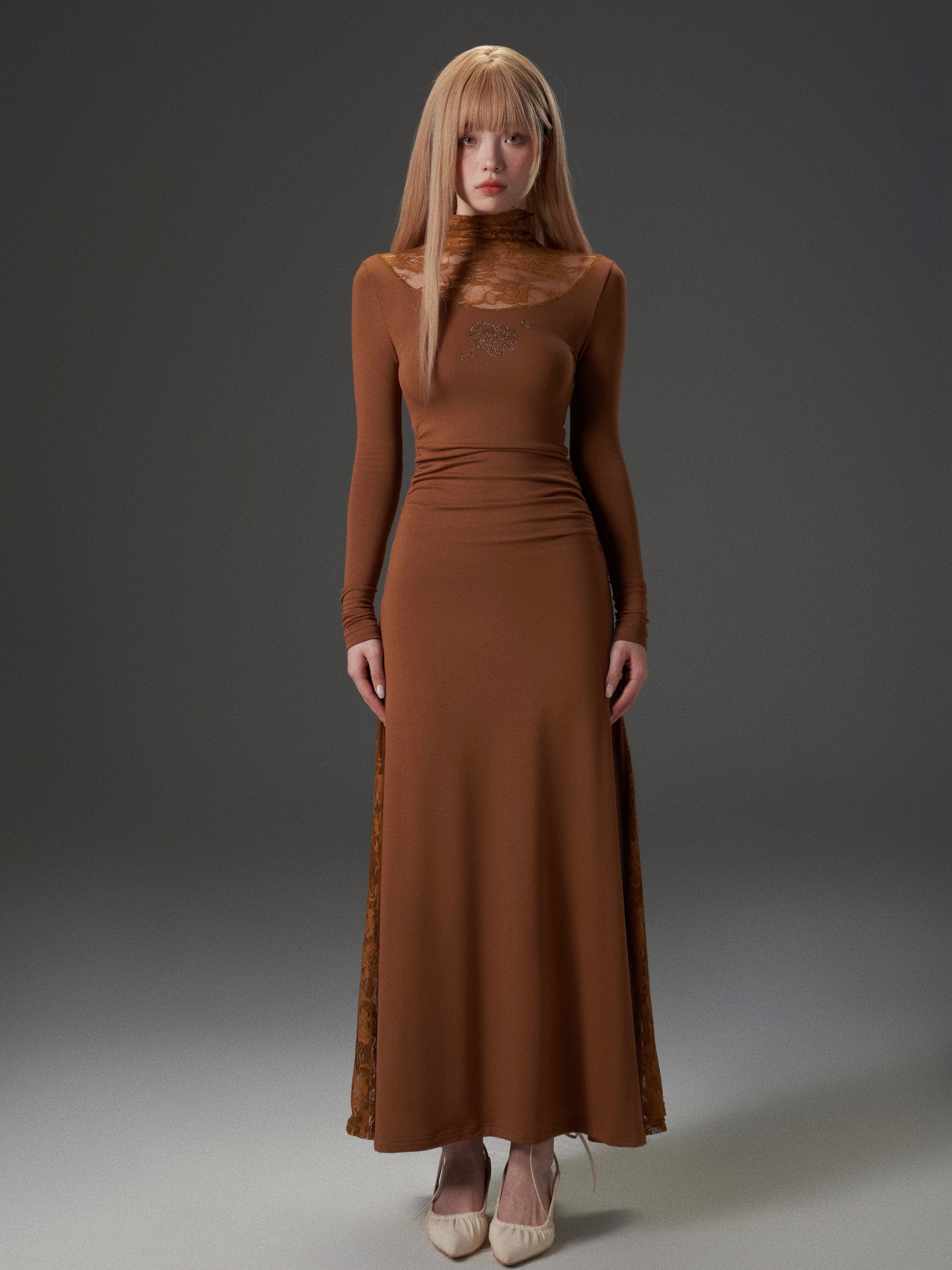 Caramel Turtleneck Gown