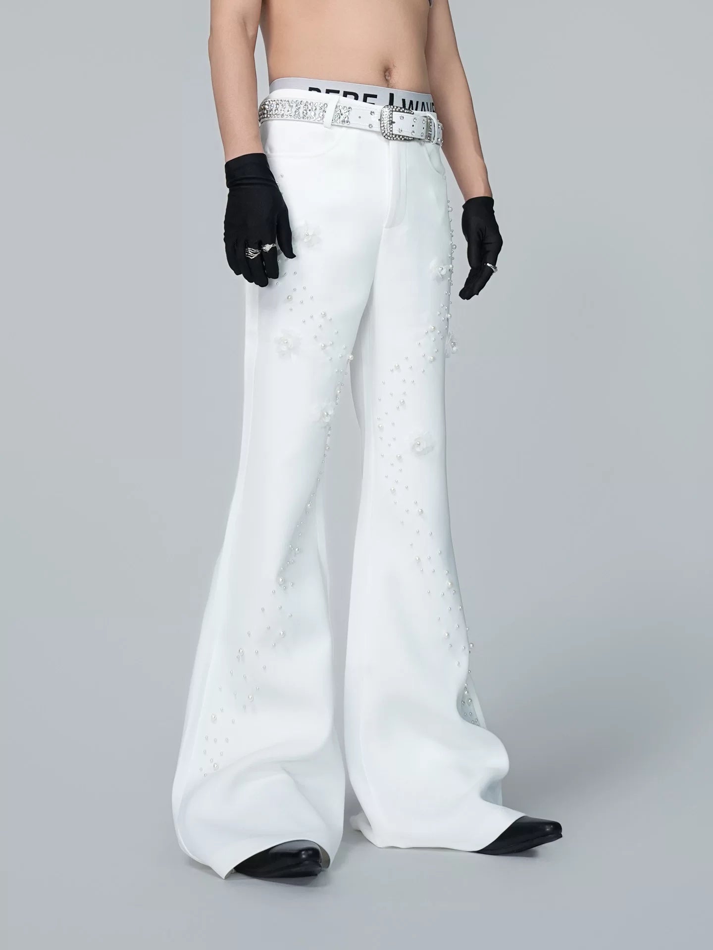 Blossom Halo Pearl-Flare Trousers