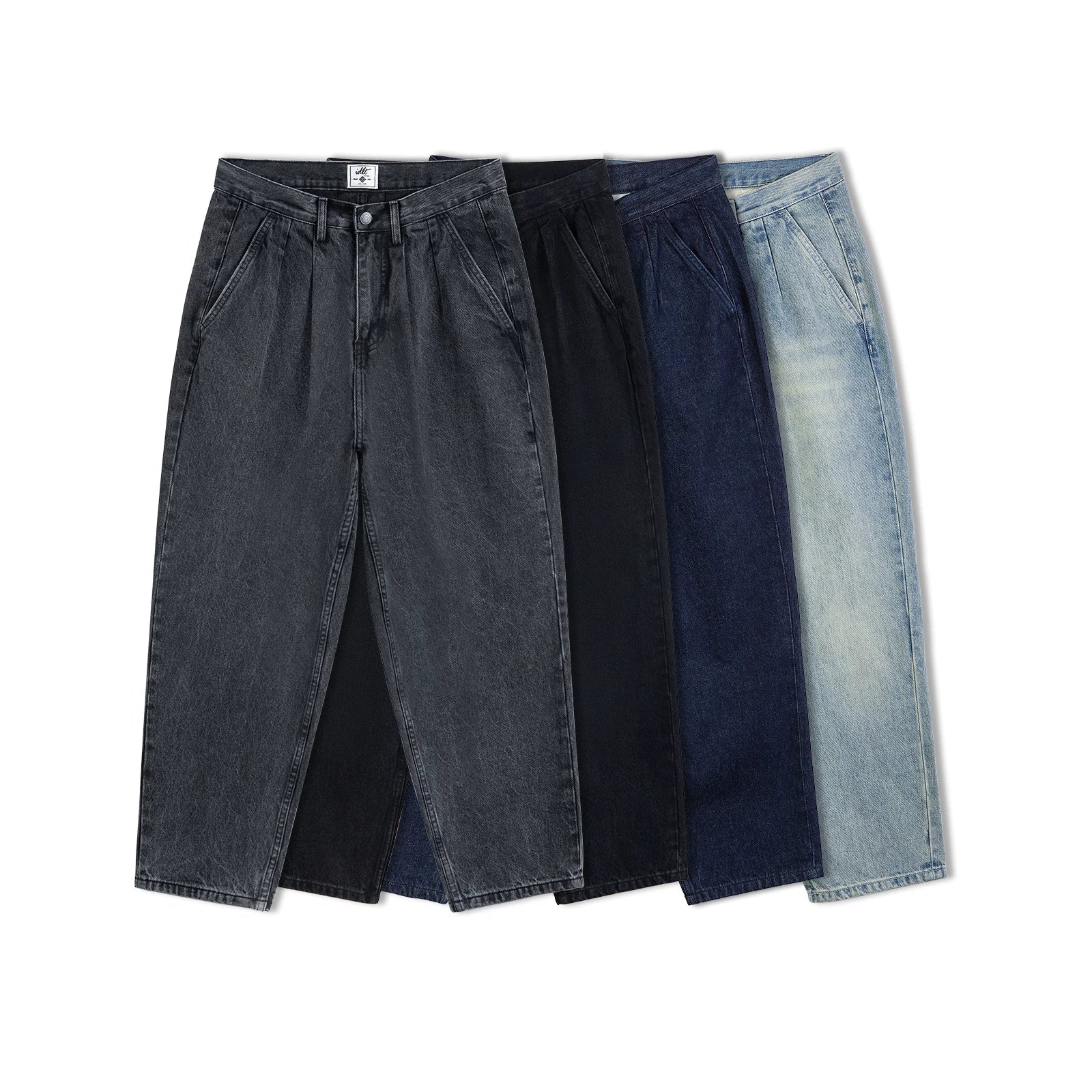 Taper Crest Vintage Wash Pleated Jeans
