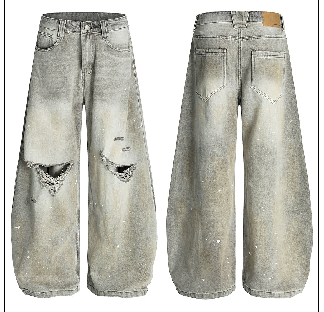 Wide Leg Paint Splatter Jeans