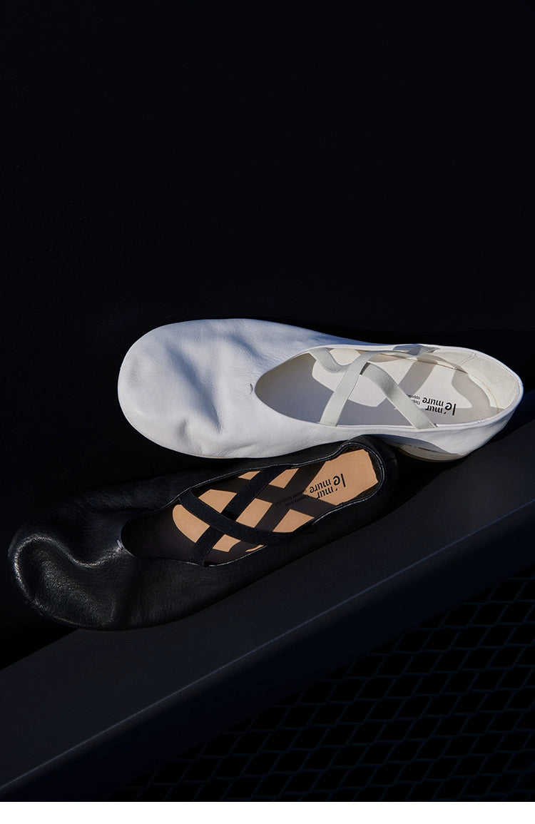 Ballet Flats with Crisscross Elastic Straps