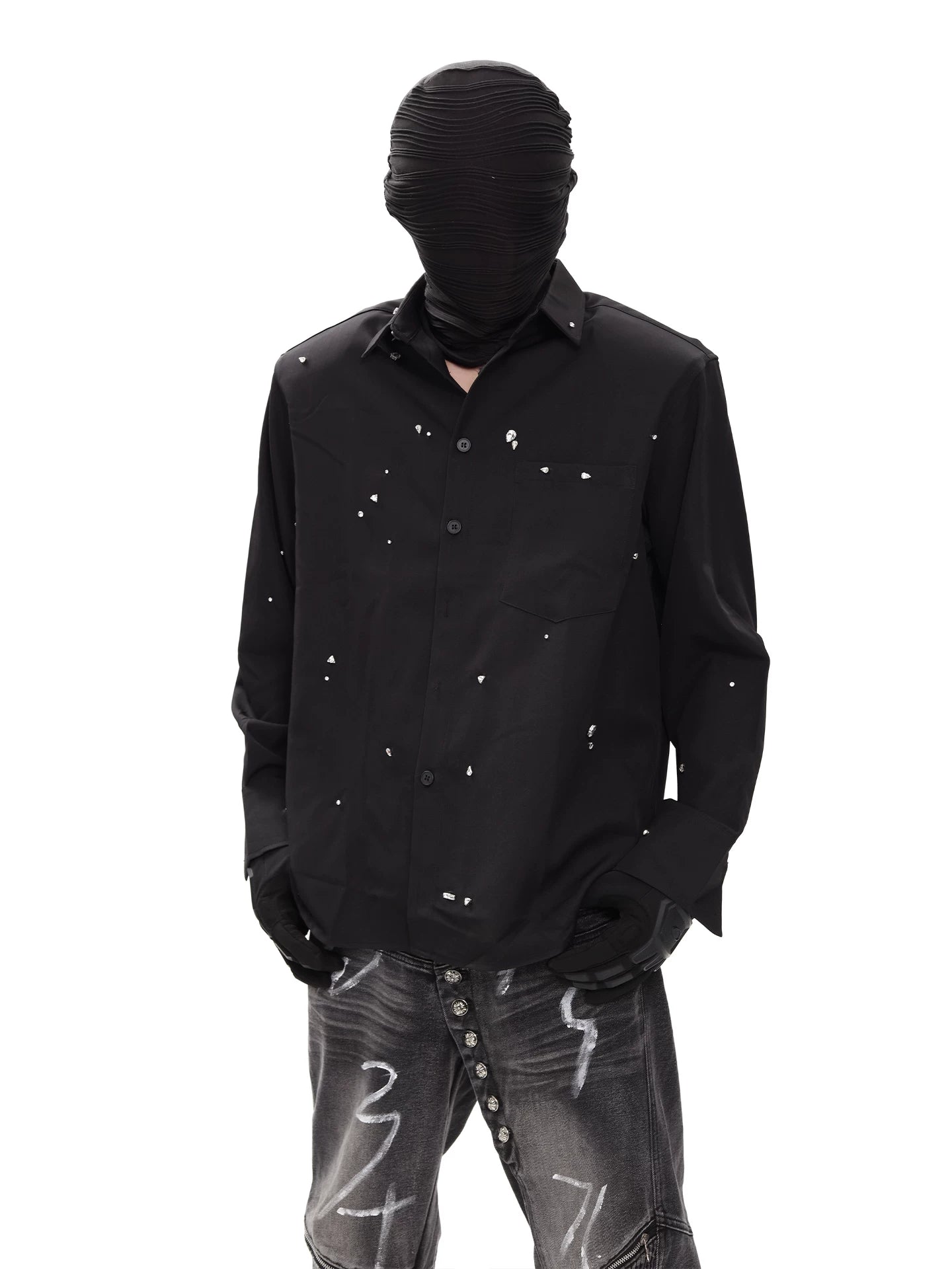Stellar Drift Speckled Black Shirt