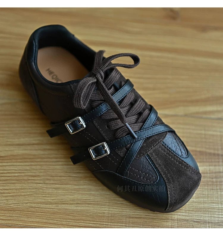 Noira Buckle-Strap Retro Sneakers