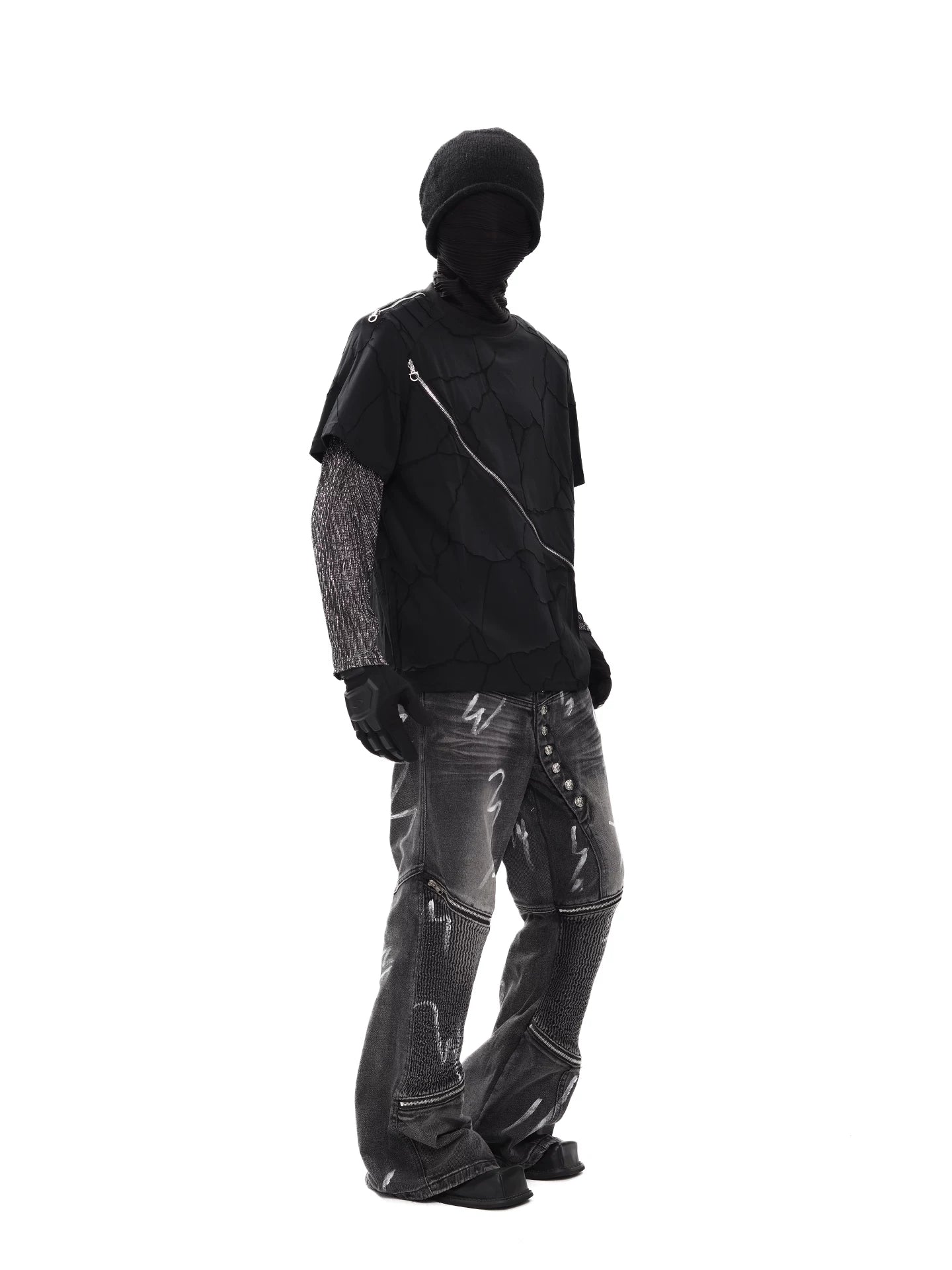 Faultline Diagonal Zip Layered Tee