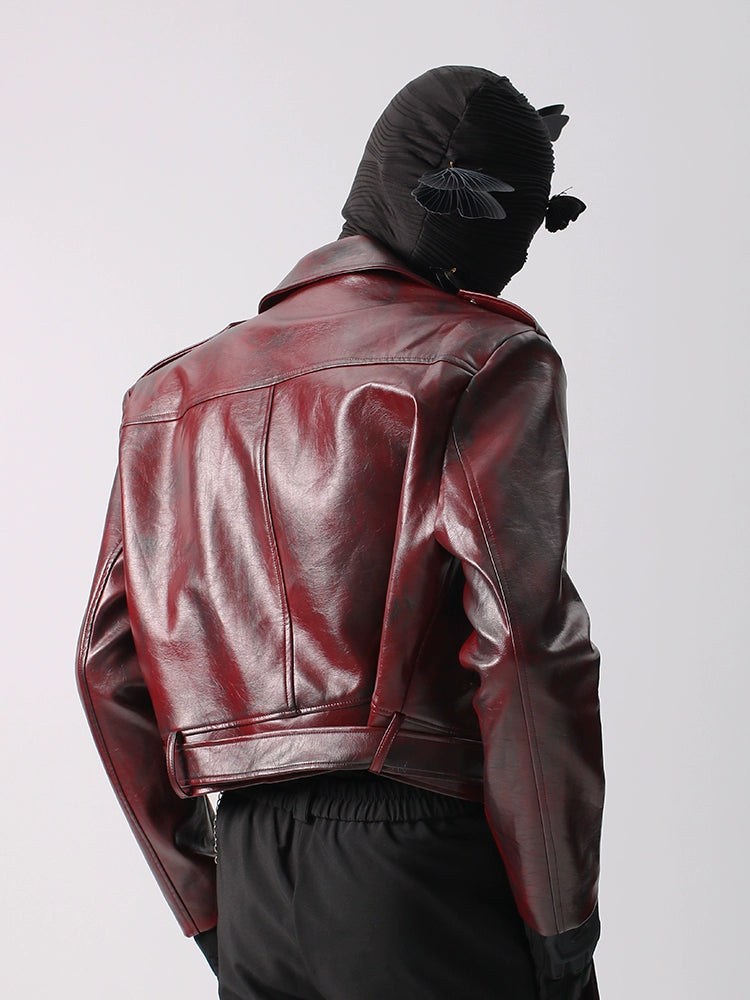 Glossy Burgundy Moto Jacket