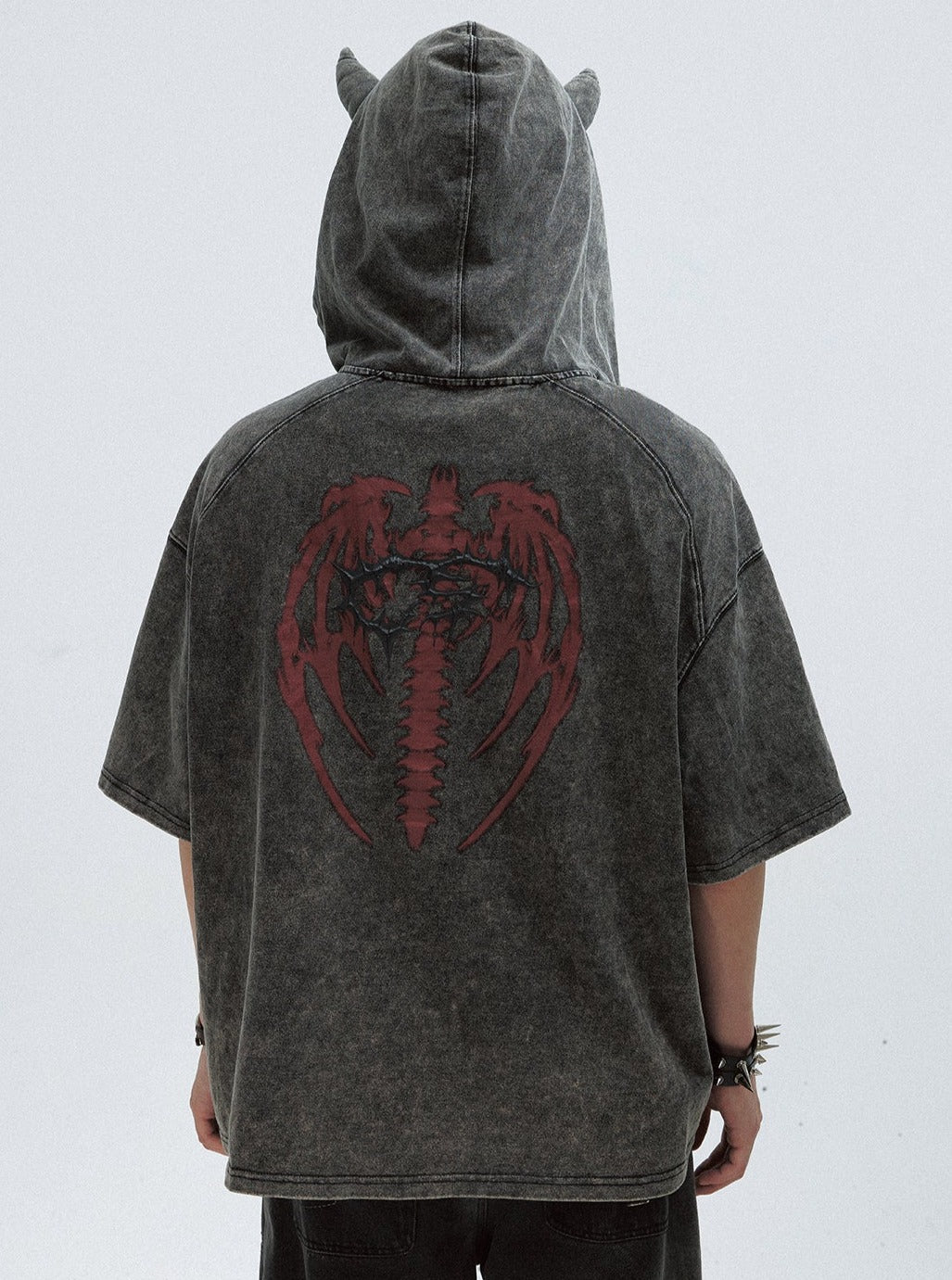 Men's Distressed Washed Hooded Top