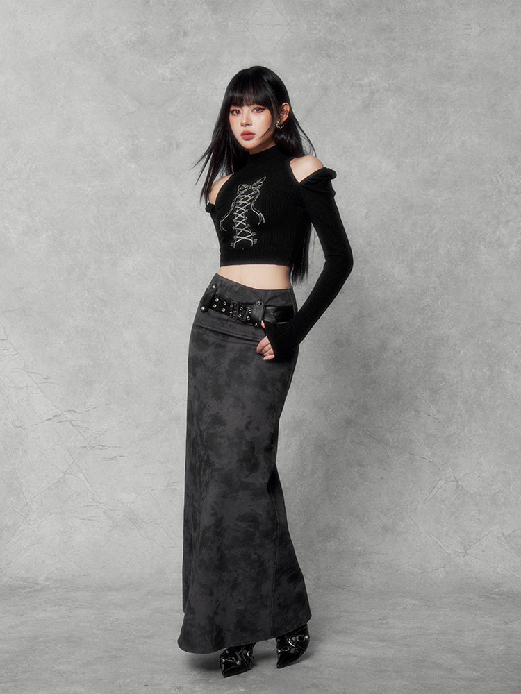 Gothic Buckle Maxi Skirt