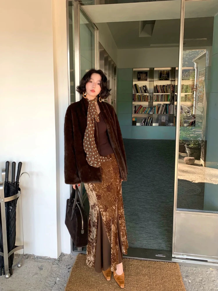 Velvet Snow Faux Fur Coat