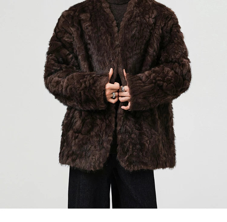 Midnight Cloud Faux-Fur Cocoon Jacket