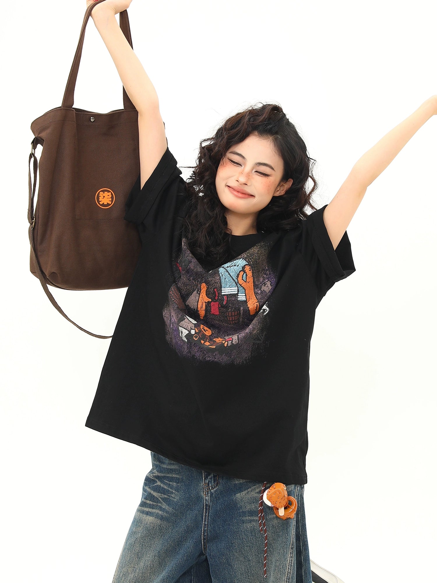 Campfire Bear Graphic Black Tee